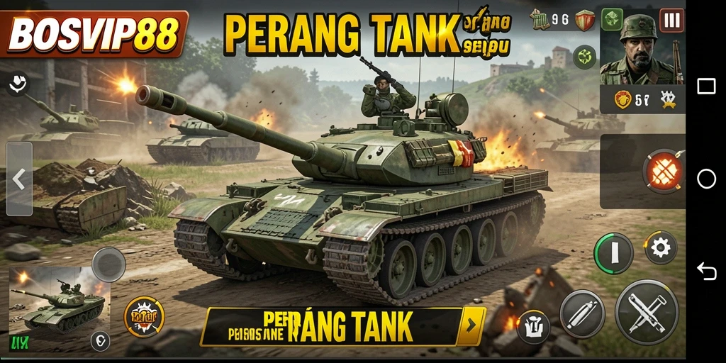 Antarmuka menarik dari game Perang Tank BOSVIP88 yang menantang.