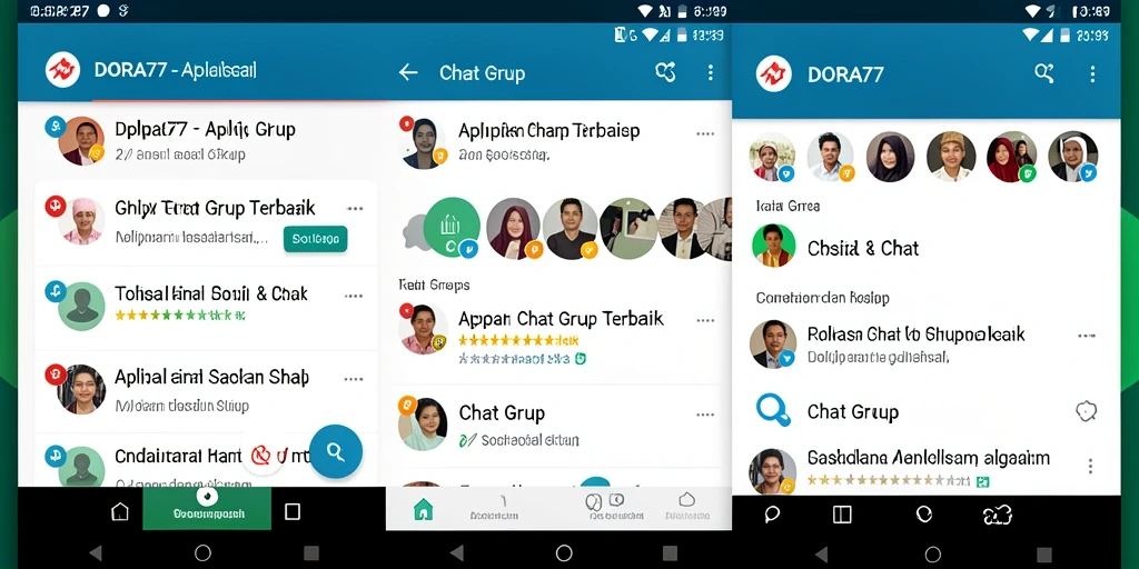 Tampilan antarmuka DORA77 saat chatting di grup dengan banyak fitur menarik.