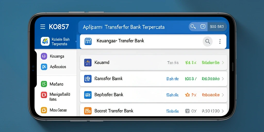 Antarmuka sederhana dan intuitif dari aplikasi KO857 untuk Transfer Bank.