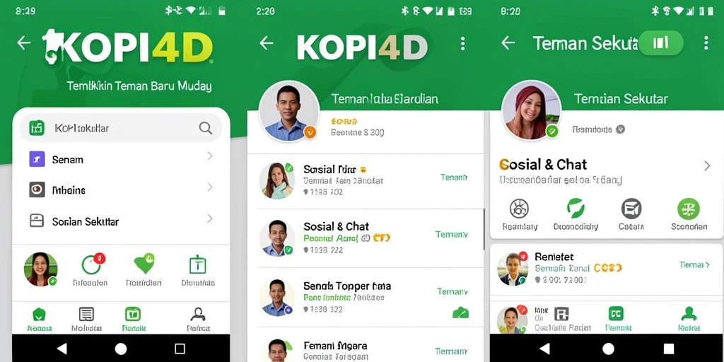Antarmuka KOPI4D yang sederhana untuk menemukan teman baru.