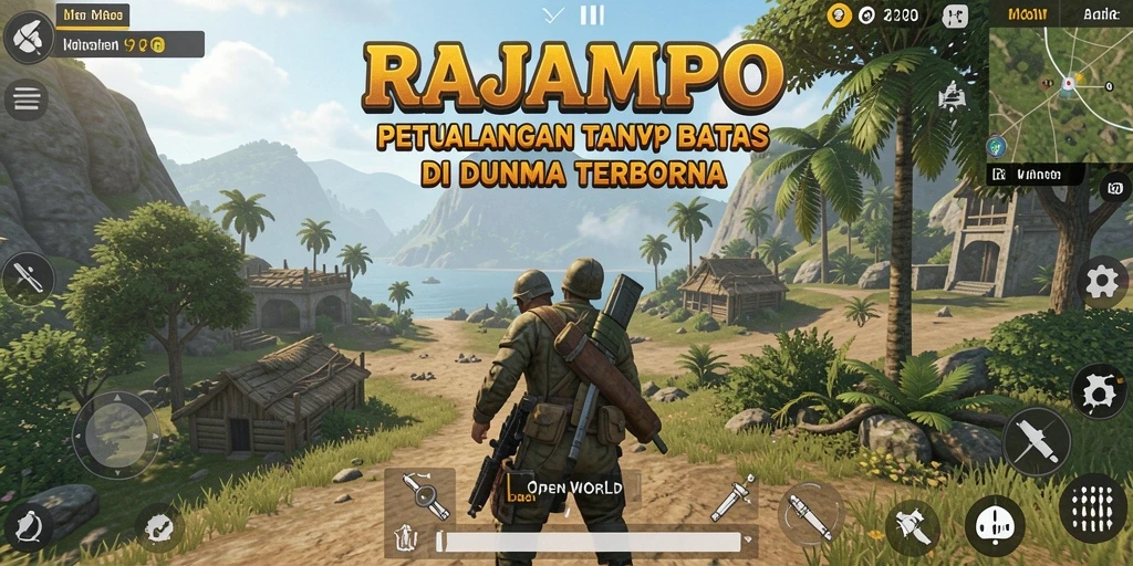 Screenshot RAJAMPO menampilkan dunia terbuka yang luas dan menakjubkan.