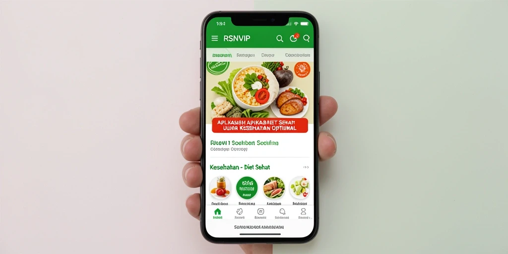 Antarmuka RSNVIP yang menarik dan informatif untuk Diet Sehat.