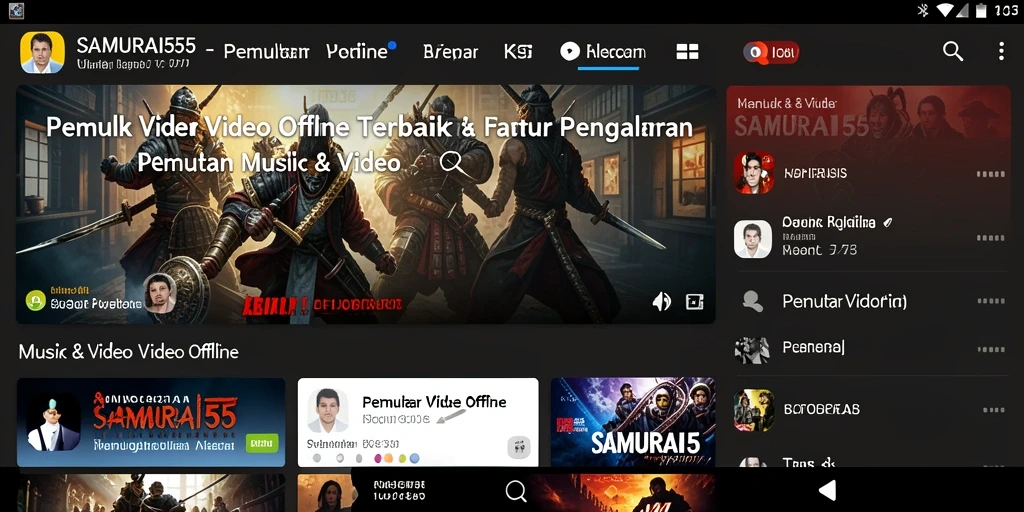 Antarmuka pengguna SAMURAI555 yang menarik untuk pemutar video offline.