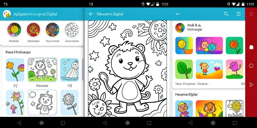 Antarmuka aplikasi T6 yang interaktif untuk mewarnai digital.